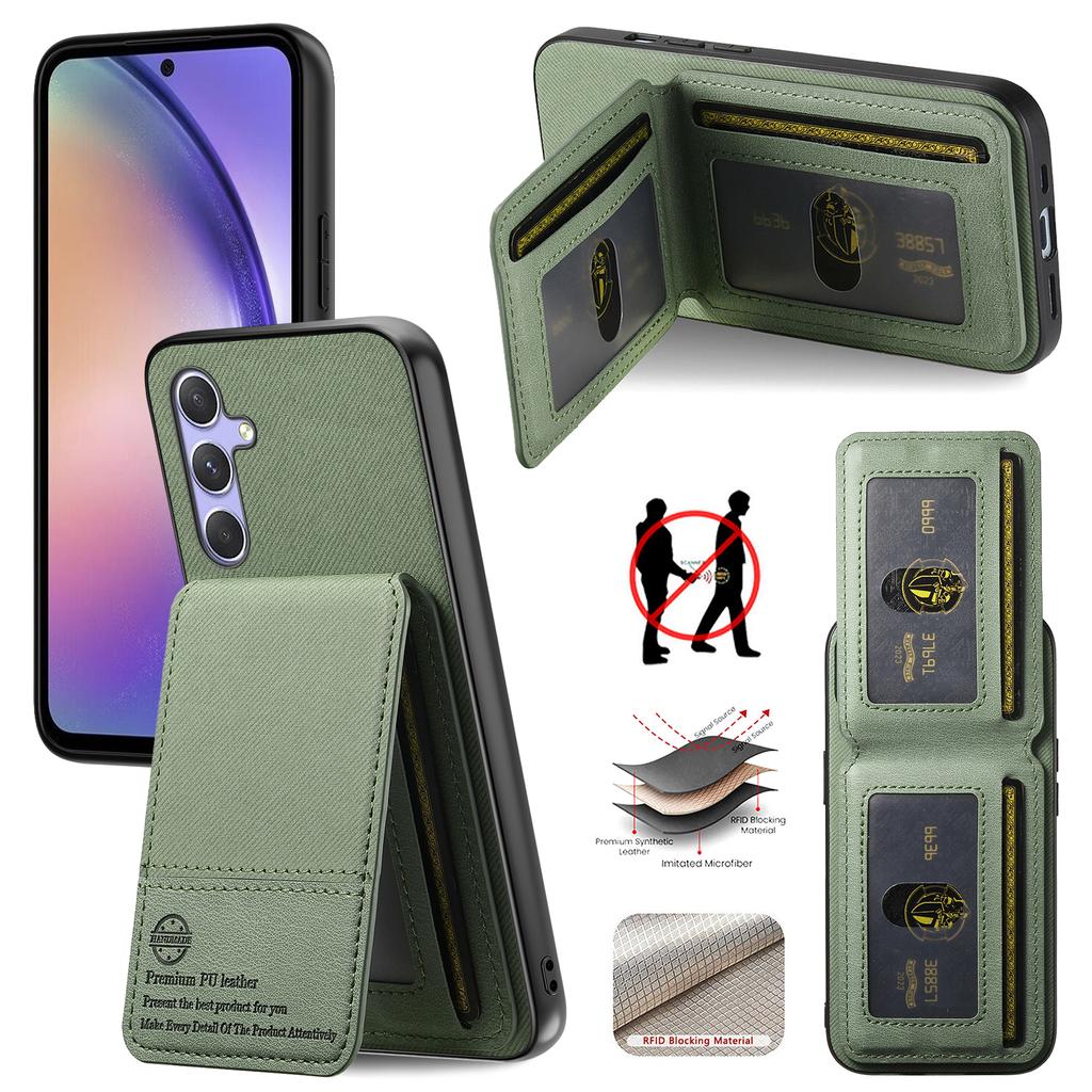 For Samsung Galaxy A17 5G Case Cloth Texture Leather+PC+TPU RFID Blocking Phone Cover with Card Holder