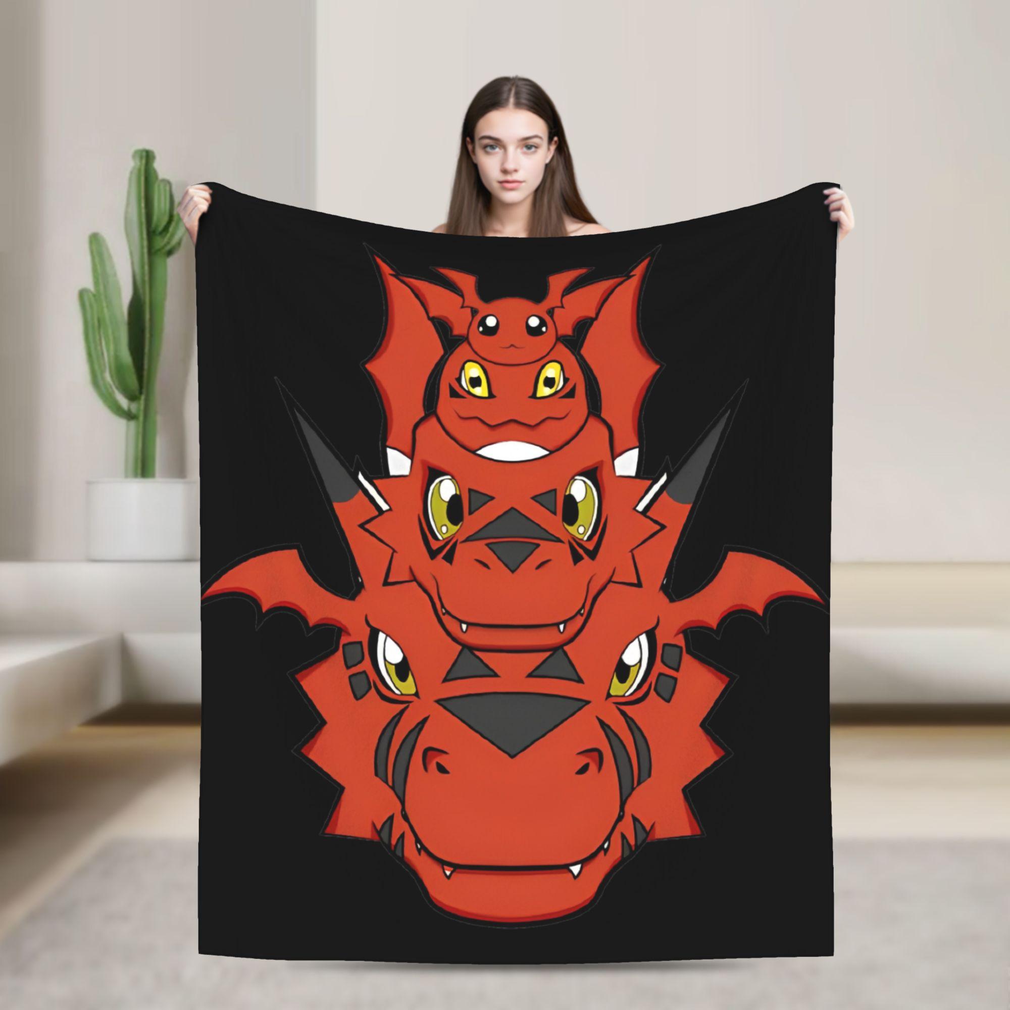 Jyarimon Gigimon Guilmon Growlmon Evolution Knitted Blankets Digimon Wool Throw Blankets Summer Bedspreads 30x40in