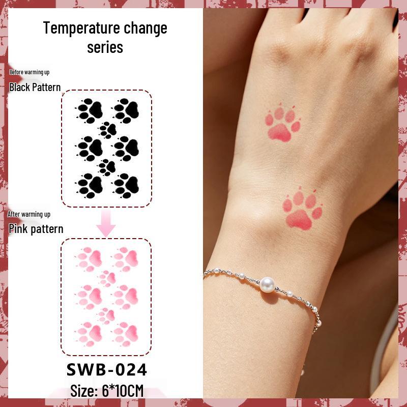 Temperature-Sensitive Succubus Finger Color-Changing Waterproof Tattoo Sticker - Cute Cartoon Design