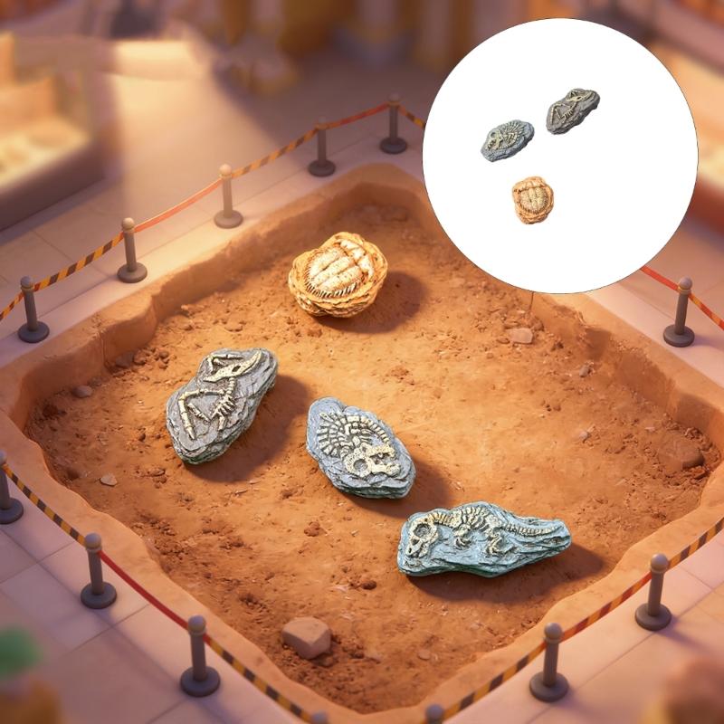 Miniature Resin Fossils Dinosaur Statue Model Mini Dinosaur Fossils Moss Landscape Ornament Educational Toy Figures