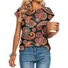 Women's Loose-Fit Fashionable Casual Vintage Print Cap-Sleeve T-Shirt Top