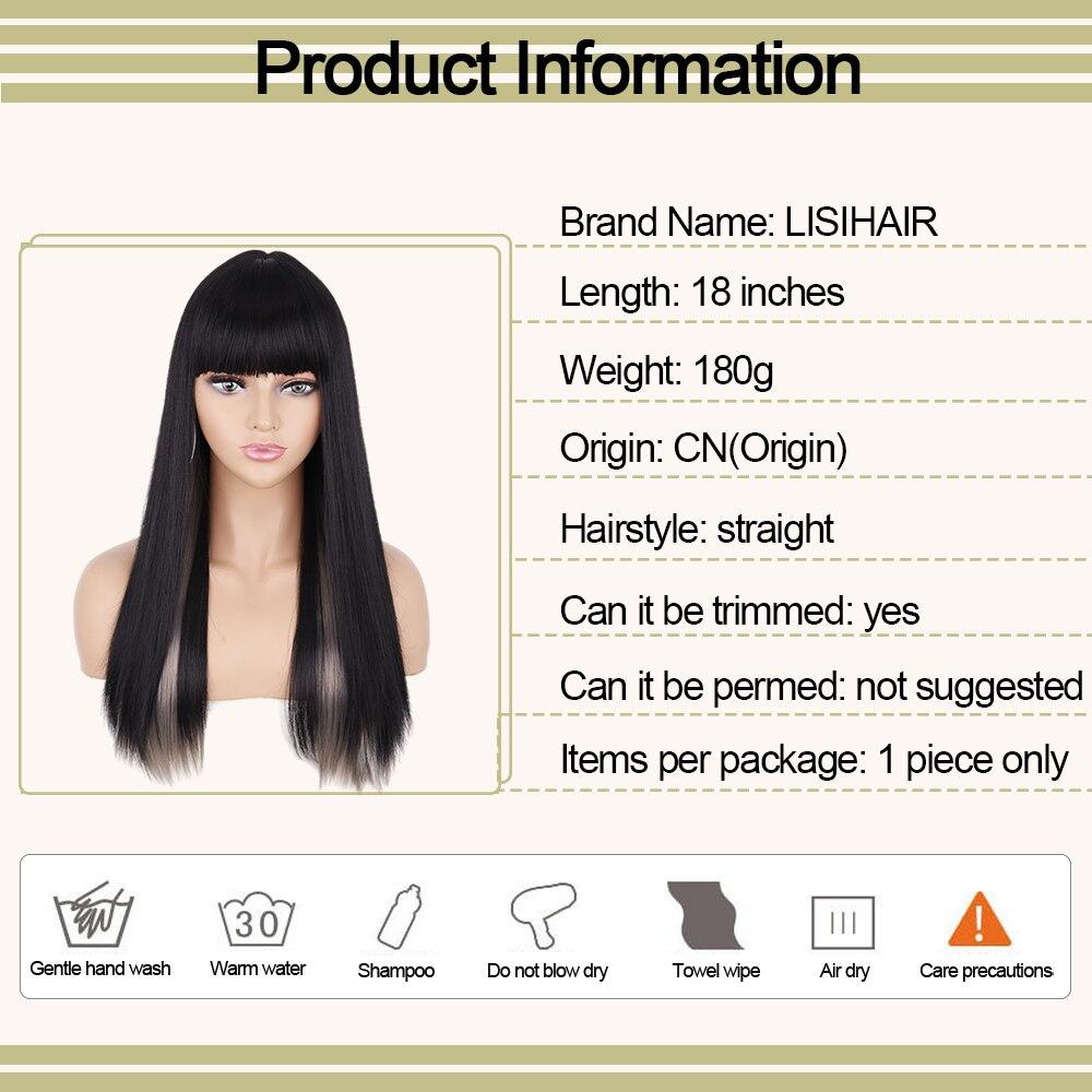 MERISIHAIR Synthetic Long Straight Black Wigs For Women With Bangs Lolita Cosplay Daily Party Heat Resistant Fibre Wig
