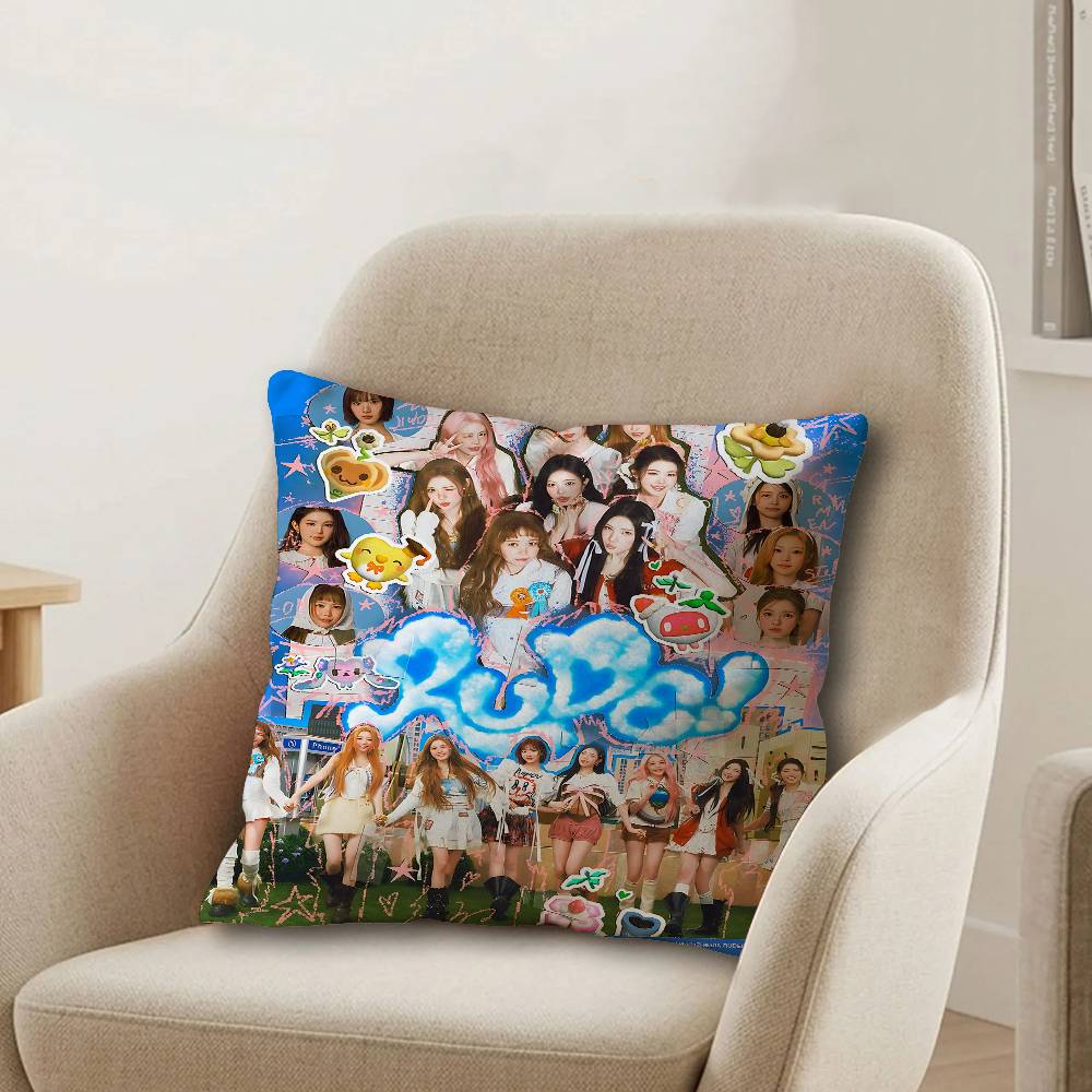 Music Group HHeartsHearts Pillow Covers Cartoon Sofa Decorative Home Doublesided Printing Short Plush Cute Cushion Cover