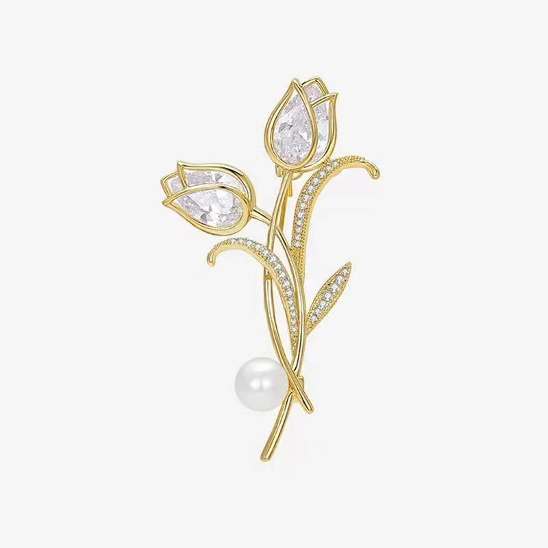 Брошь Хрустальный Тюльпан, Высококлассная Брошь, Эксклюзивная Брошь, Маленький Аксессуар для Платка, Булавка для Галстука
