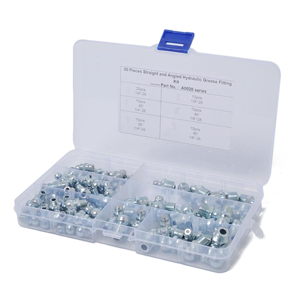 

A0828 Комплект із 80 кутових та прямих гідравлічних маслянок 45/90 градусів Type A