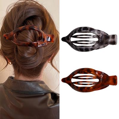 2 pièces/3 pièces Nouvelle Grande Pince à Cheveux Simple Créeur de Chignon Pince Bec de Canard pour Queue de Cheval Chignon Forme Feuille Attrape Cheveux pour Femmes