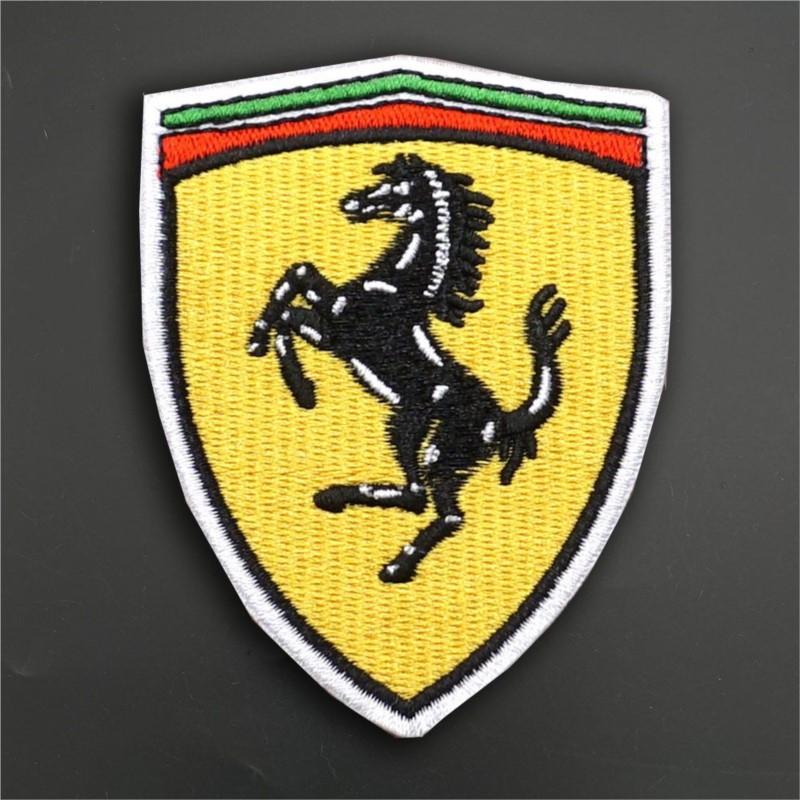 For Ferrari Horse SJ F1 Embroidered Patches Decals DIY Apparel Decoration Accessories Shoes Hat Bag Clothing Sewing Velcro Patch MQ3
