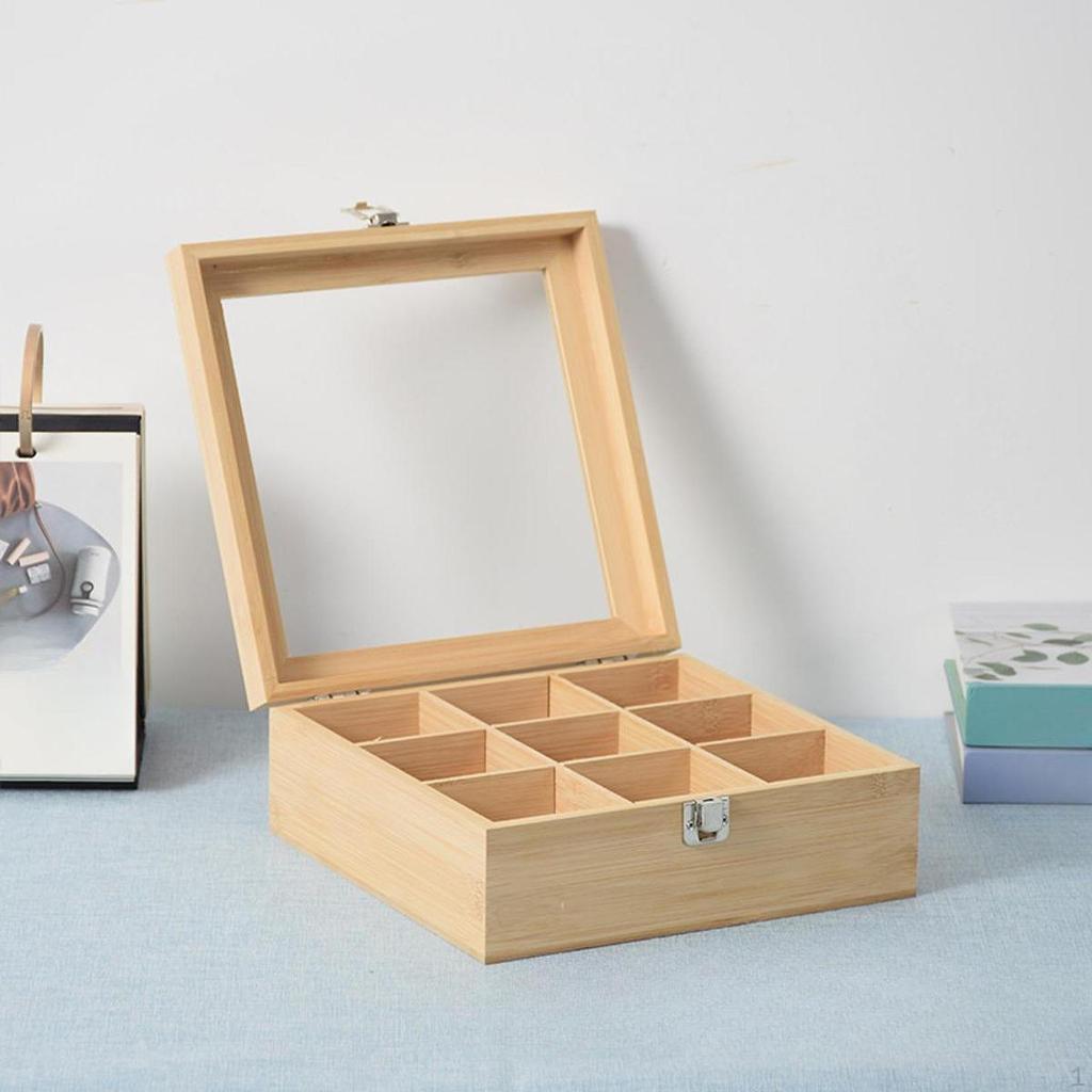 Wood Tea Storage Organizer Compartment Box Coffee Holder for Countertop Desktop Kitchen