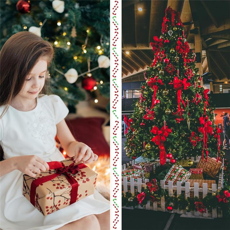 Good-Christmas Ribbon, 4 Rolls 100 Yards Christmas Satin Ribbon Gift Wrapping Ribbon Double Faced Solid Satin Ribbon