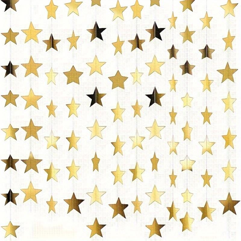 

158ft Reflective Glitter Star Hanging Decor (12PCS) | Double-Sided Starburst for Holiday, Party, Wedding & Special Events