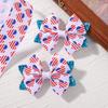 LOVEKIKI 2PCS Ribbon Hair Bows Clips for Girls 3D Print Star Bowknot Hairpin Headwear July 4th Independence Day Hair Accessories