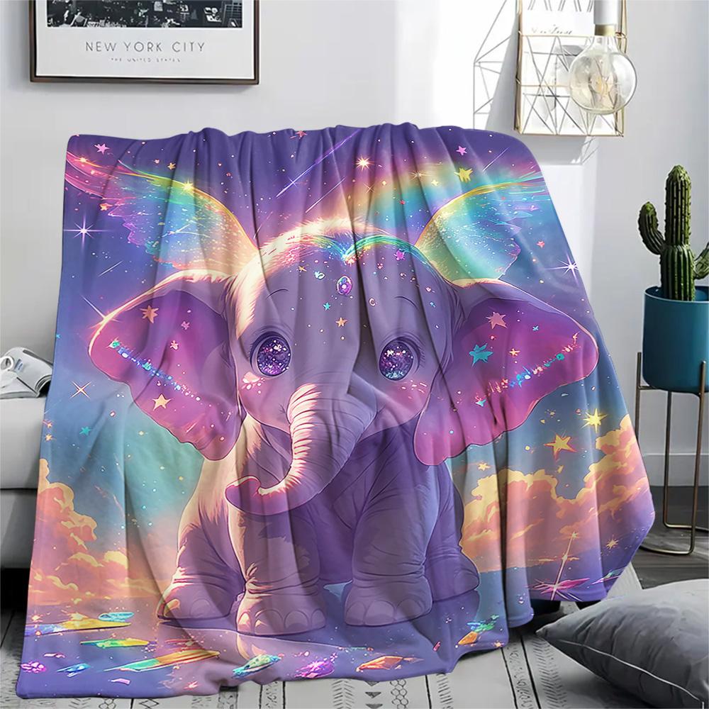 Elephant Print Flannel Blanket, High Quality Comfortable for All Seasons, Home Decor, Warmth and Comfort, Perfect for Christmas Gifts