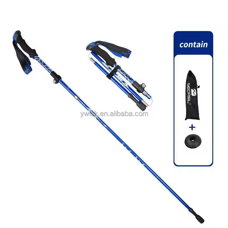 Foldable Trekking Pole 5 Section Adjustable Aluminum Hiking Stick Short Portable Outdoor Climbing