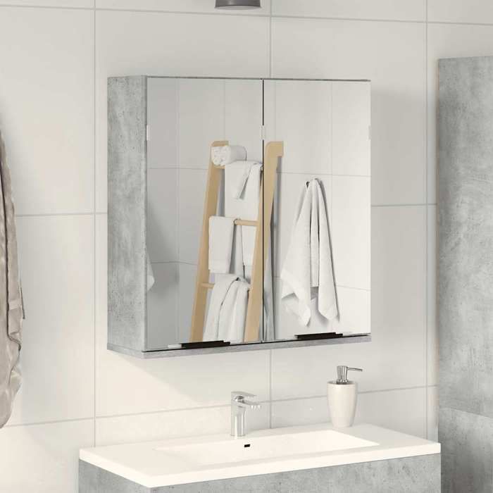 VidaXL Armoire à miroir de salle de bain gris béton bois d'ingénierie, placard à miroir, armoire murale avec miroir, armoire 856939