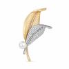 And Leaf Brooch With Cultured Pearl And Cubic Zirconia Pinets