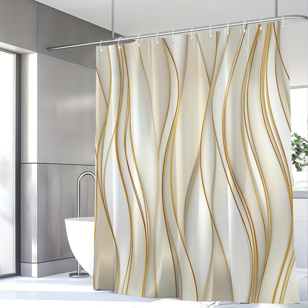 

Wavy Floral Shower Curtain - Digitally Printed Polyester, 12 Hooks, Elegant Bathroom Decor W60H190(CM)-1 Pcs