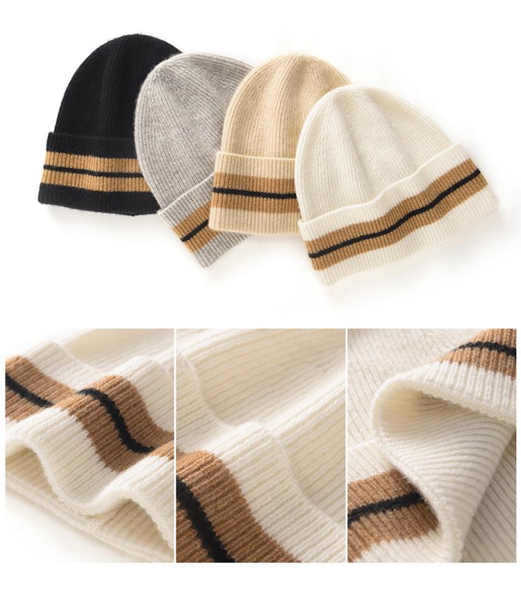 Unisex 100% Pure Cashmere Winter Beanie - Warm Knit European and American Style Slouch Hat