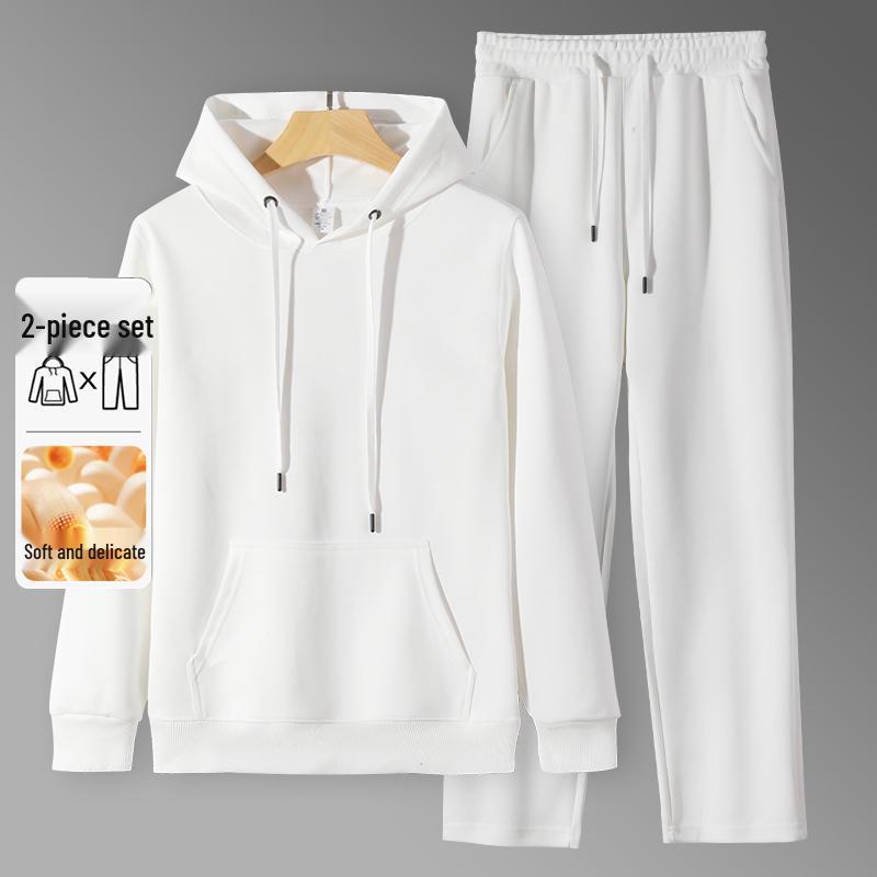 Autumn/Winter Women's Casual Solid Color Hoodie & Wide Leg Pants Set
