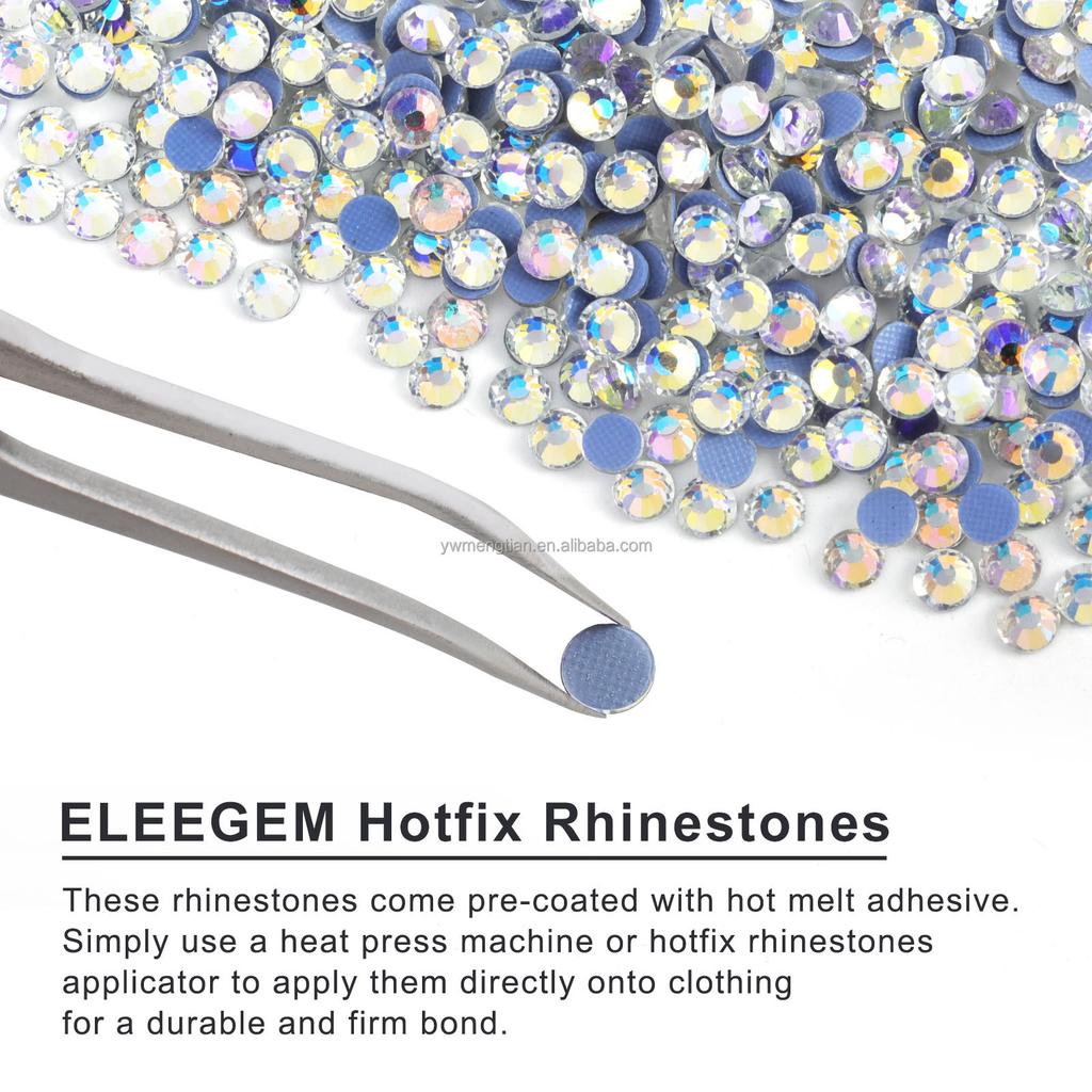 ELEEGEM 14400pcs Eco-Friendly Glass Crystal Hotfix Rhinestones SS6-SS40 Iron-on 12 Facets Decoration Accessories Clothing Blue
