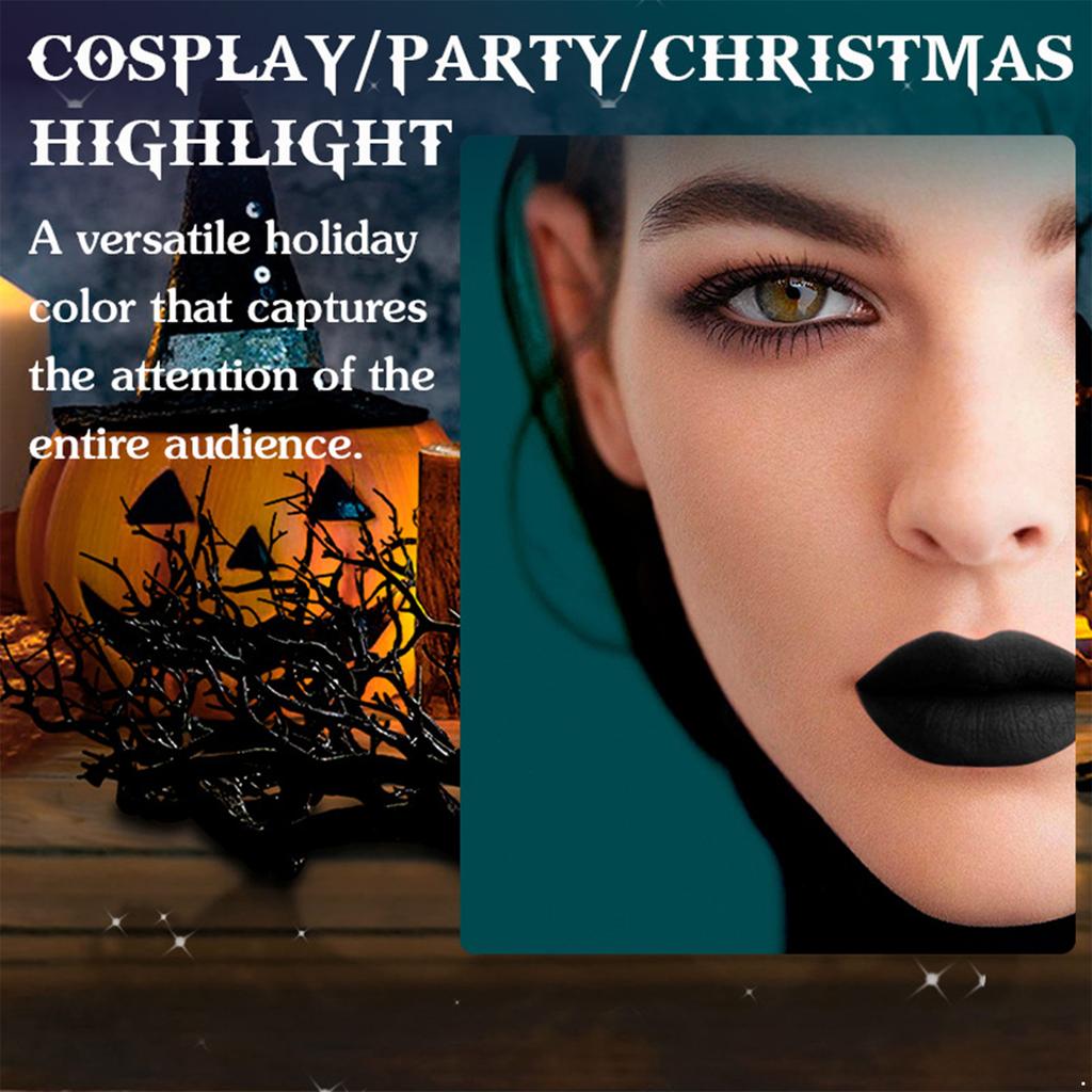 Gothic Black Lipstick for Women Vampire Makeup Set Perfect for Halloween Cosplay Festival Party Costume and Dramatic Stage Performance