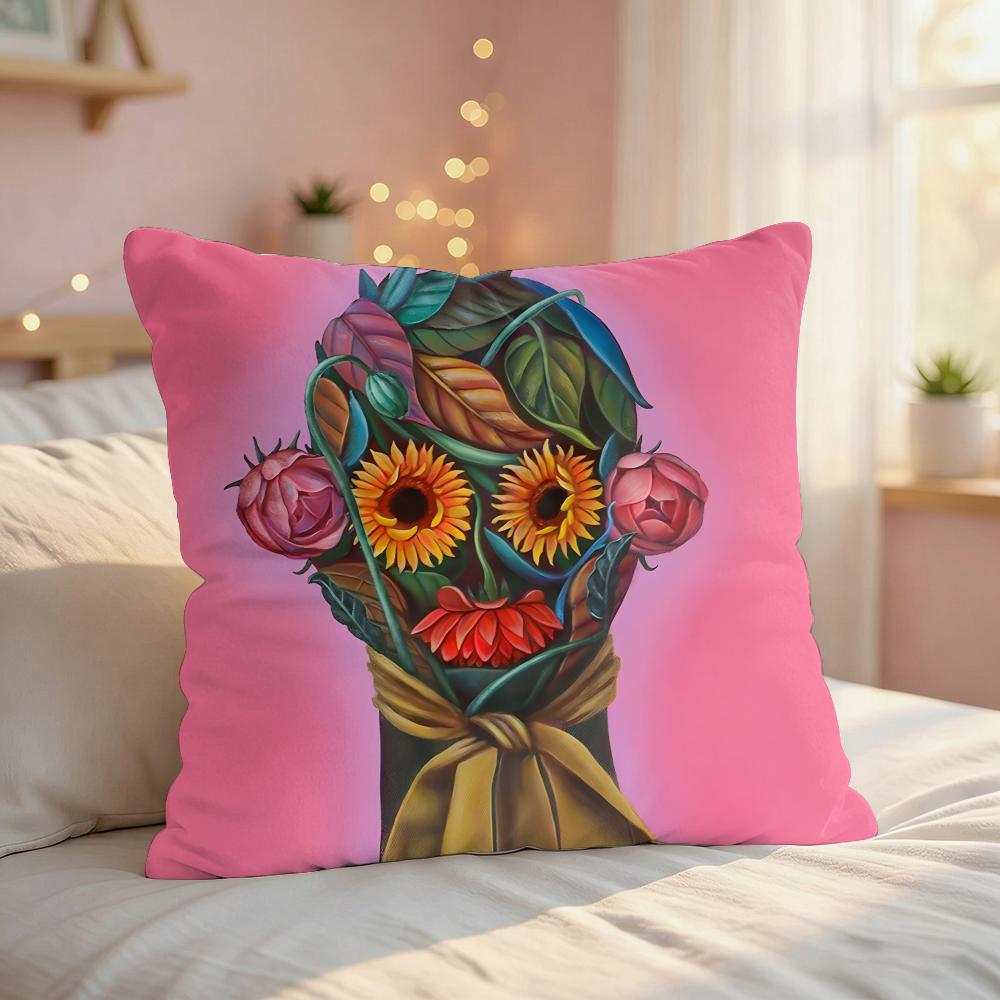 NNatasha Lelenco Abstract Art Cushion Cover Silky Short Plush Invisible Zipper Dustproof Sofa Pillow Case For Home Decor