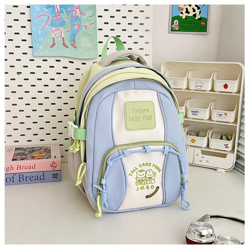 High Value, Fresh and Sweet, Contrasting Color Splicing Backpack, Girl Junior High School Student Lightweight Backpack