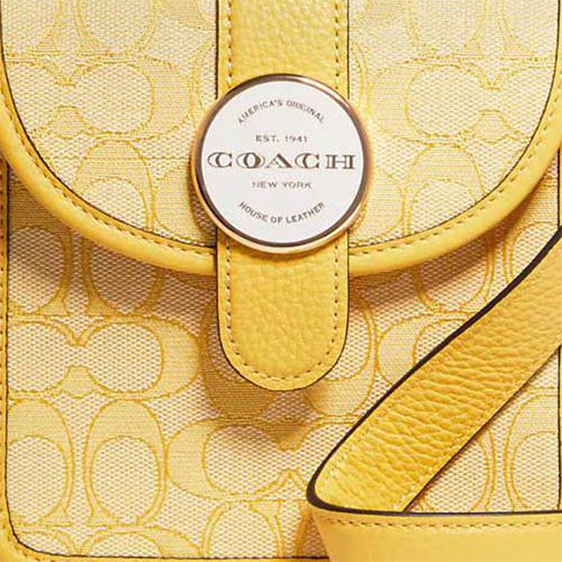 New COACH N/S Leather Shoulder Bag, Crossbody Bag Mini Women's Yellow C8321-IMS9V