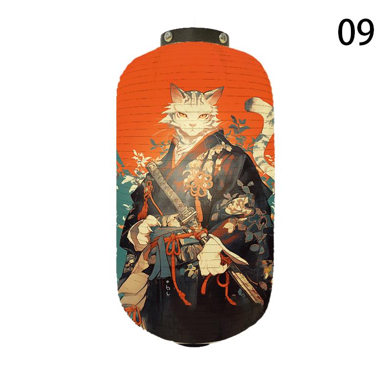 20x35cm Japanese Kimono Samurai Cat Art Pattern Lantern Restaurant Izakaya Cuisine Decor Advertising Sign Ukiyo-e Cloth Lanterns