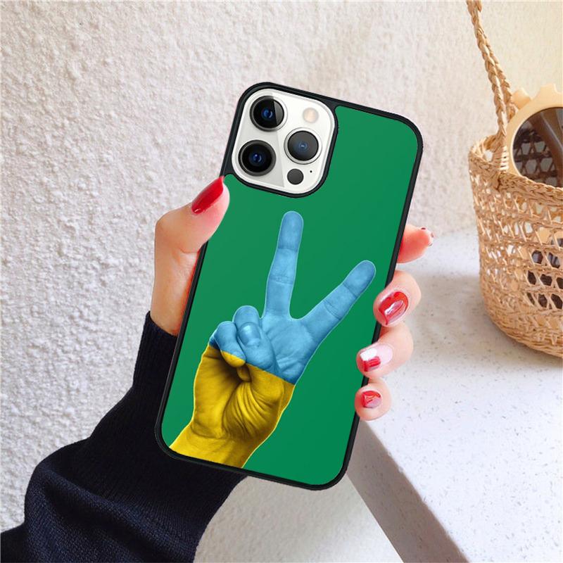 Love Sign with Flag of U-kraine Ukrainian Phone Case Cover For iPhone 17 Air 16 15 14 12 13 Pro Max Plus Fundas