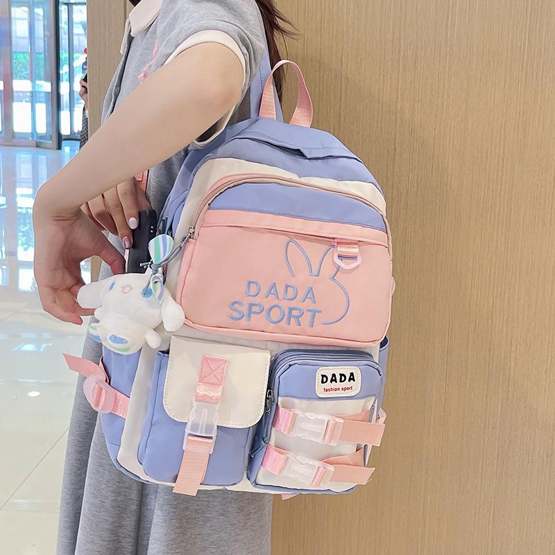 Backpack for Middle School Students, Korean Style Trendy Color-blocking Backpack