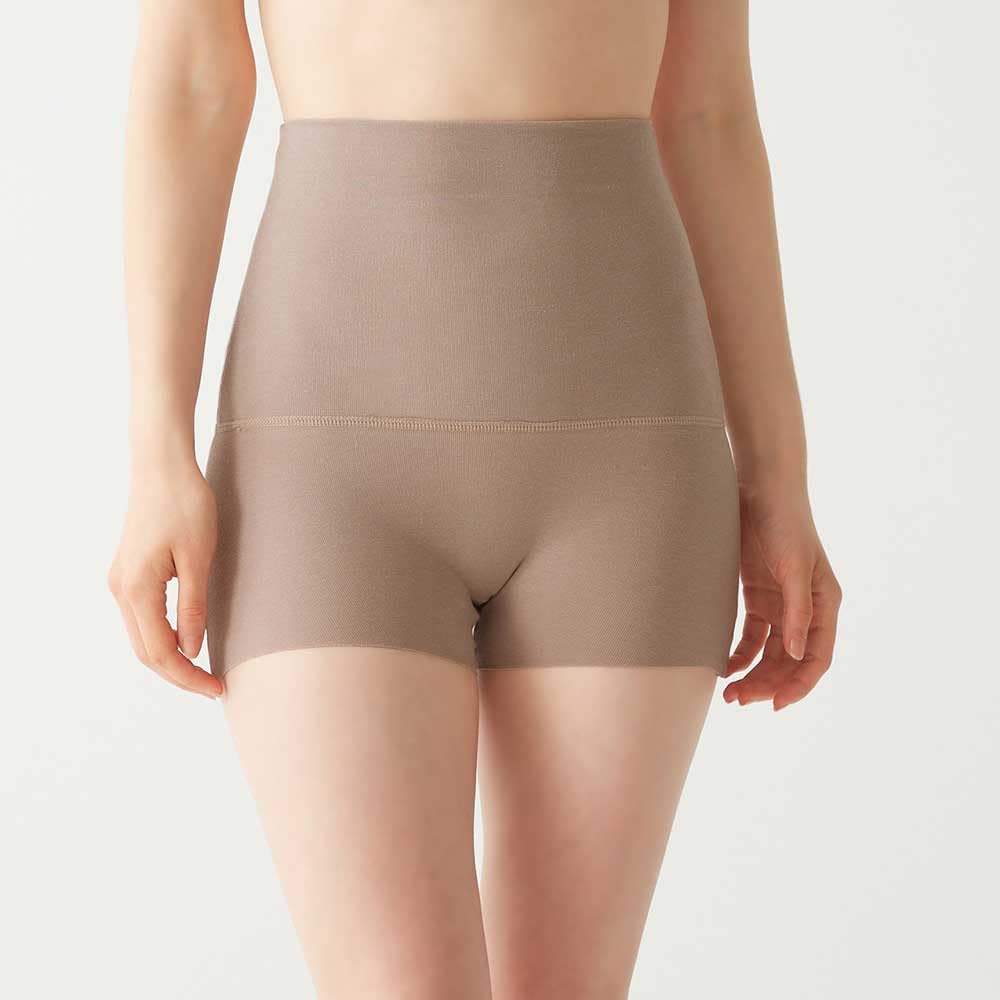 [GUNZE] Damshorts i svart termisk bomullsblandning med hög midja och fleecefoder [Alla 3 japanska storlekar], Värmealstrande, HOTMAGIC M