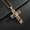 Collana da uomo con croce in acciaio inossidabile color argento, croce della fede, ciondolo con versetto biblico, medaglietta, regali di compleanno per ragazzi
