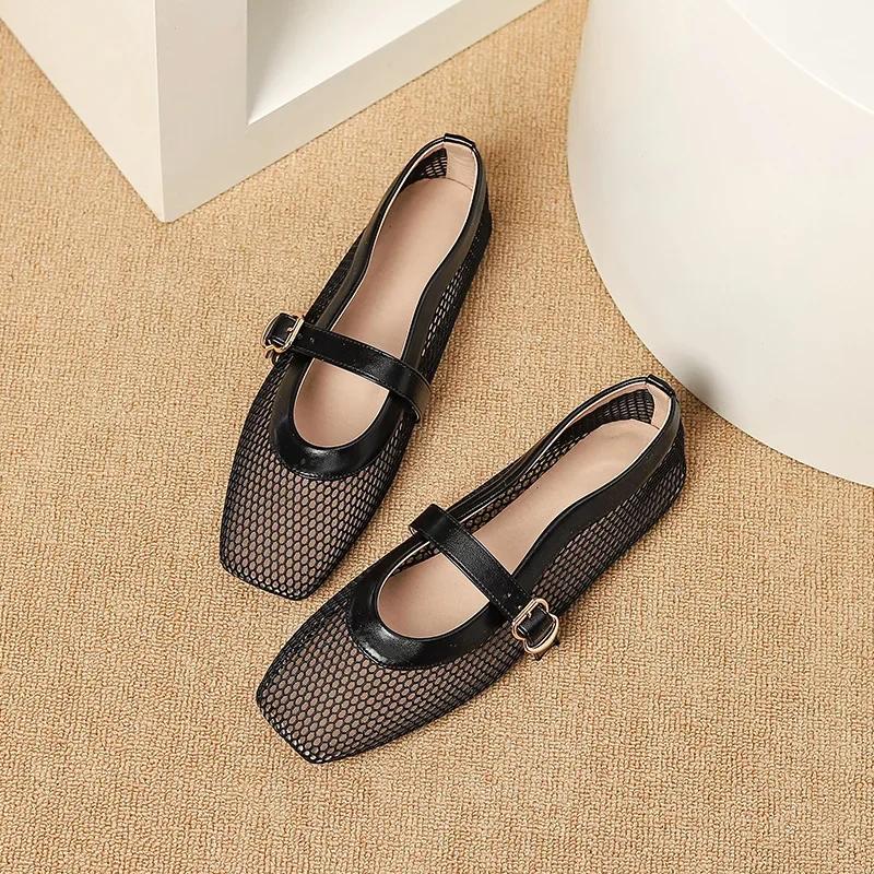 Fashion Flat Sandals Woman Mesh Women's Shoes Summer Mesh Shoes Women's Sandals Breathable Shoe 2025 New Hollow Single Shoes Women Flats