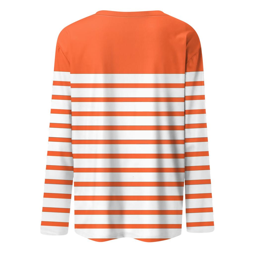 Långärmade Tröjor För Kvinnor Randigt Tryck Grafiska T-shirts Blusar Vardagliga Plus Size Basplagg Pullover