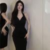 Pure Desire Sexy Hanging Neck Strap Dress Women's Summer Dress French High End Elegance and Temperament Long Waist Waist Split Wrap Hip Skirt