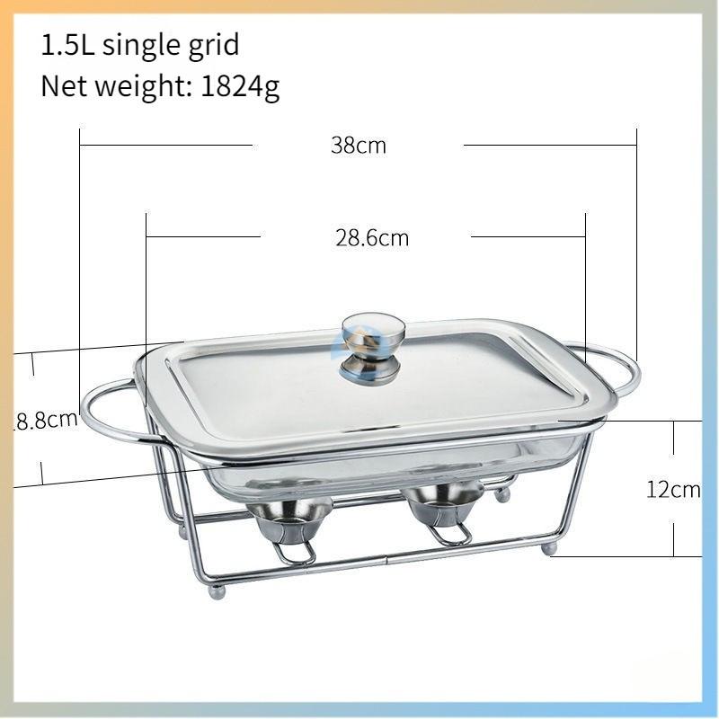 Square Glass Buffet Stove Compartmentalized Flip Top Food Heating Container Restaurant Hot Pot Alcohol Stove