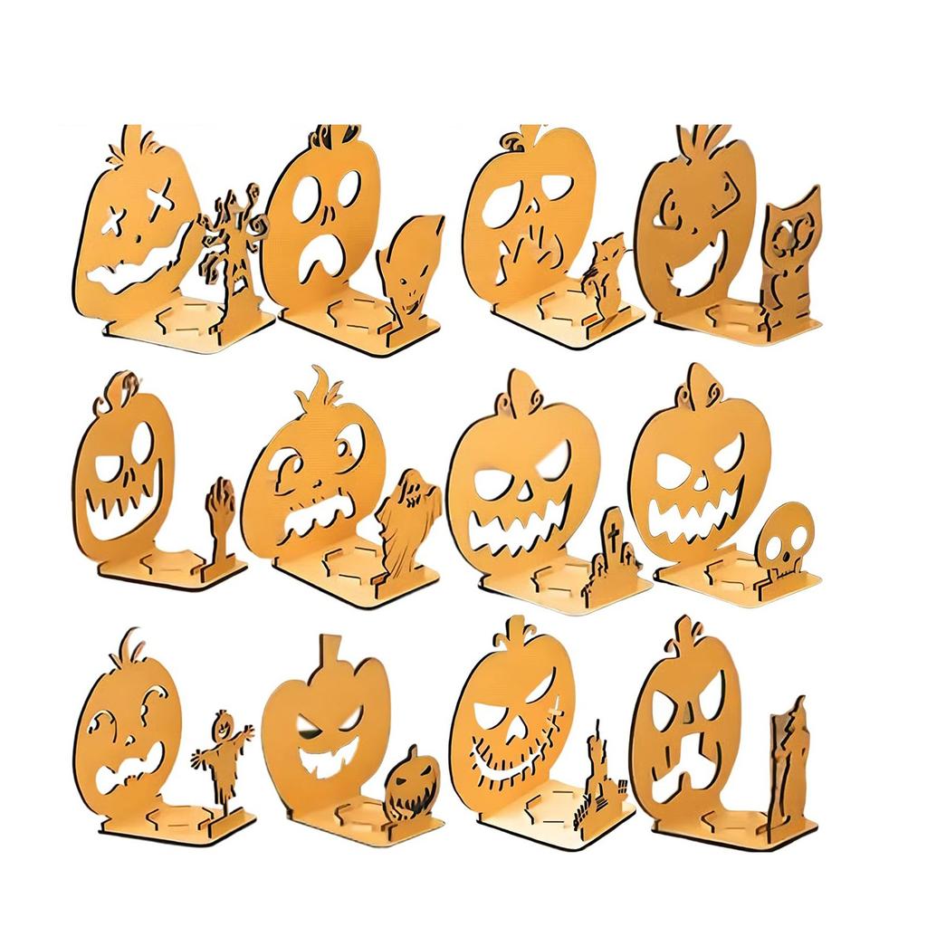 Halloween Candlestick Ornament Wooden Candle Horror Party Decoration