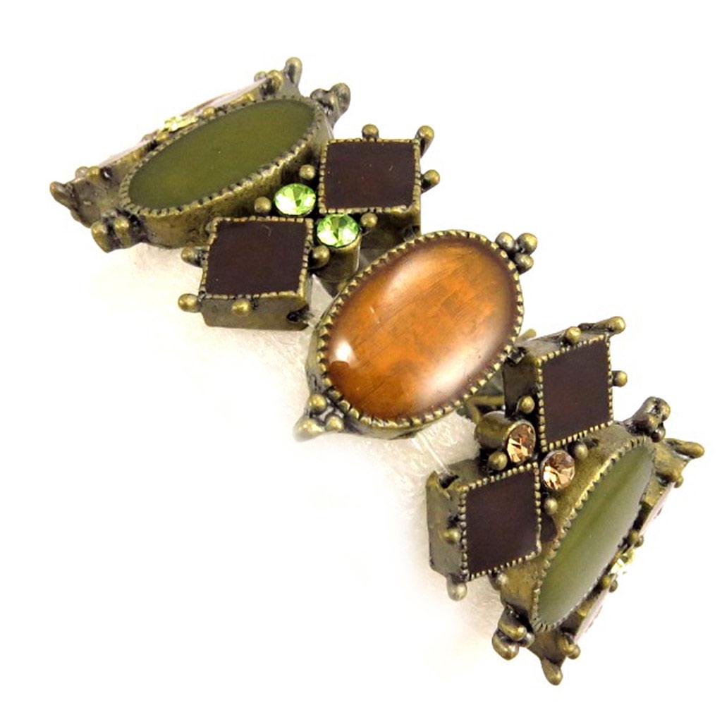 Les Trésors De Lily [D7765] - Bracelet Créateur 'Queen Kika' Marron Vert