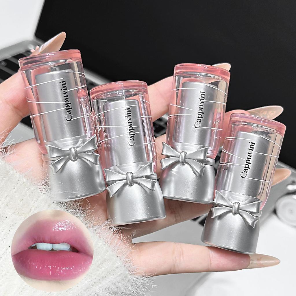 Trois Couleurs Nœud Papillon Rouge à Lèvres Changeant de Température Texture Gelée Baume à Lèvres Hydratant Pour Maquillage Quotidien