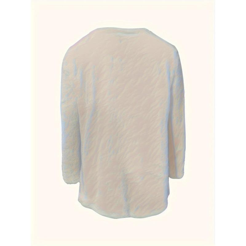 Dieser Plüschpullover mit Rundhalsausschnitt und langen Ärmeln ist für Herbst und Winter geeignet, mit Taschen, lässig und modisch, Damenbekleidung