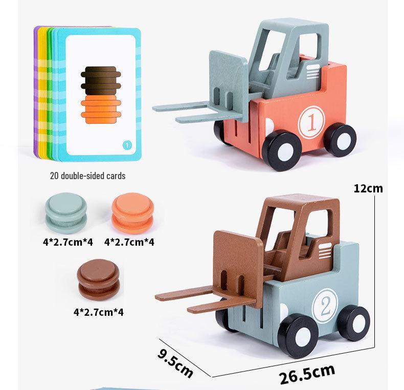 Interactive Wooden Forklift Game: Early Education Puzzle & Logical Thinking Toy for Kids