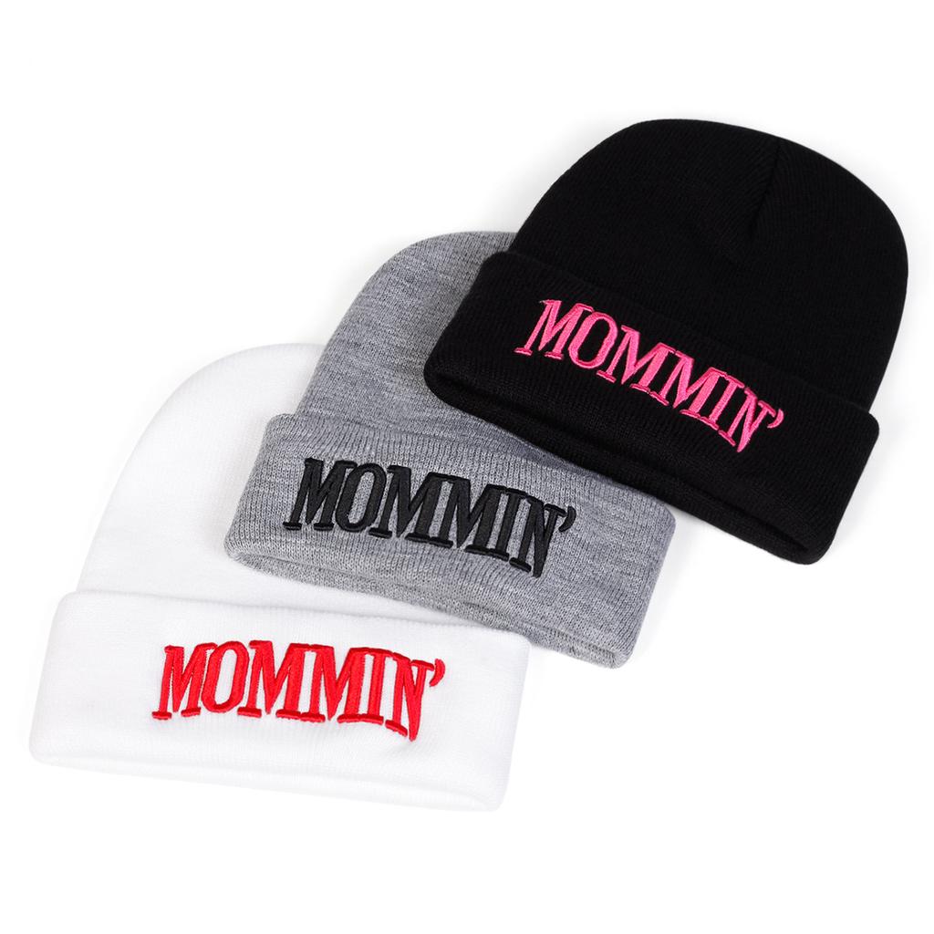 Letter MOMMIN Embroidered Knitted Hat Men and Women Outdoor Windproof Cap Cotton Hip-Hop Hats Autumn and Winter Caps