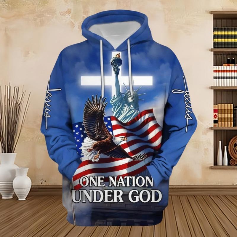 Hoodies Men's Bald Eagle with American Flag 3D Printed Vintage Fashion Oversized Sweatshirts Pullovers Hooded Tracksuit Clothing