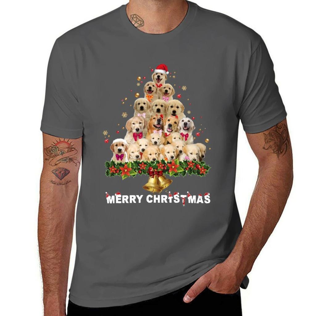 MERRY CHRISTMAS TSHIRT Dog Shirt Cute Golden retriever Merry Christmas Shirt TShirt Classic Graphic Short Sleeve Top