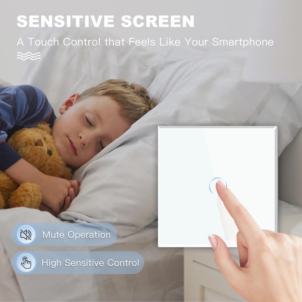 BSEED 1/2/3Gang Touch Light Switches 1/2/3Way Pass Through For Stair Plus French Standard Wall Sockets USB Type-c Charging Ports