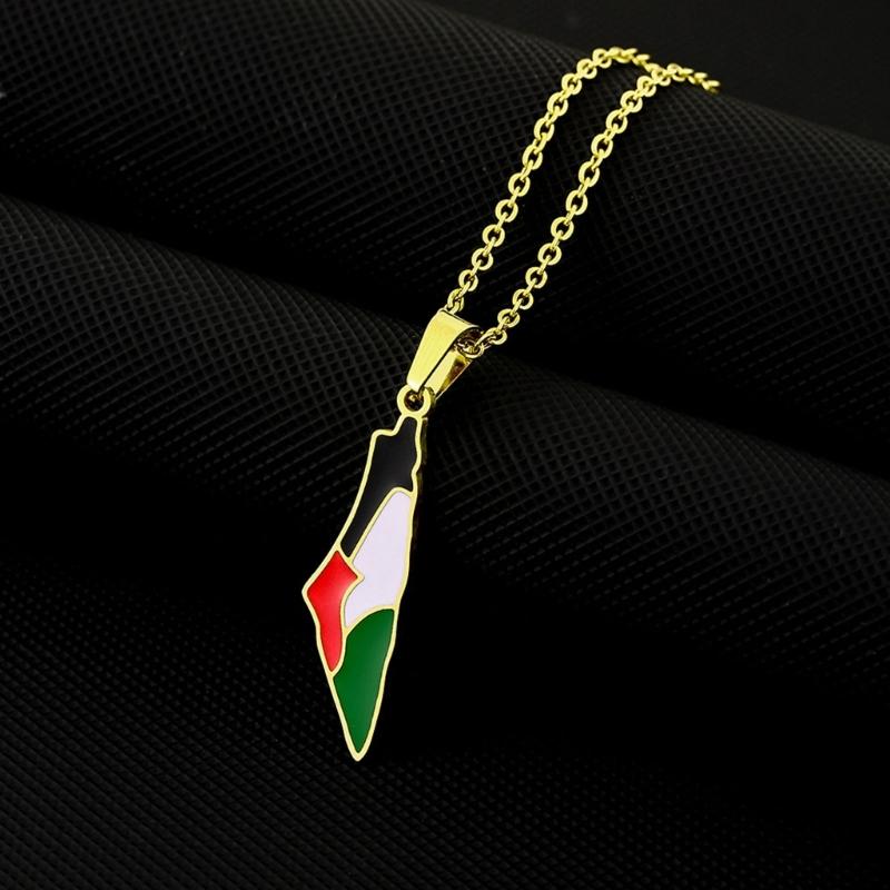 Unique ISR Map Pendant Necklace PLE Adjustable Chain Necklace Stainless Steel Material Suitable for Fashionable Outfits