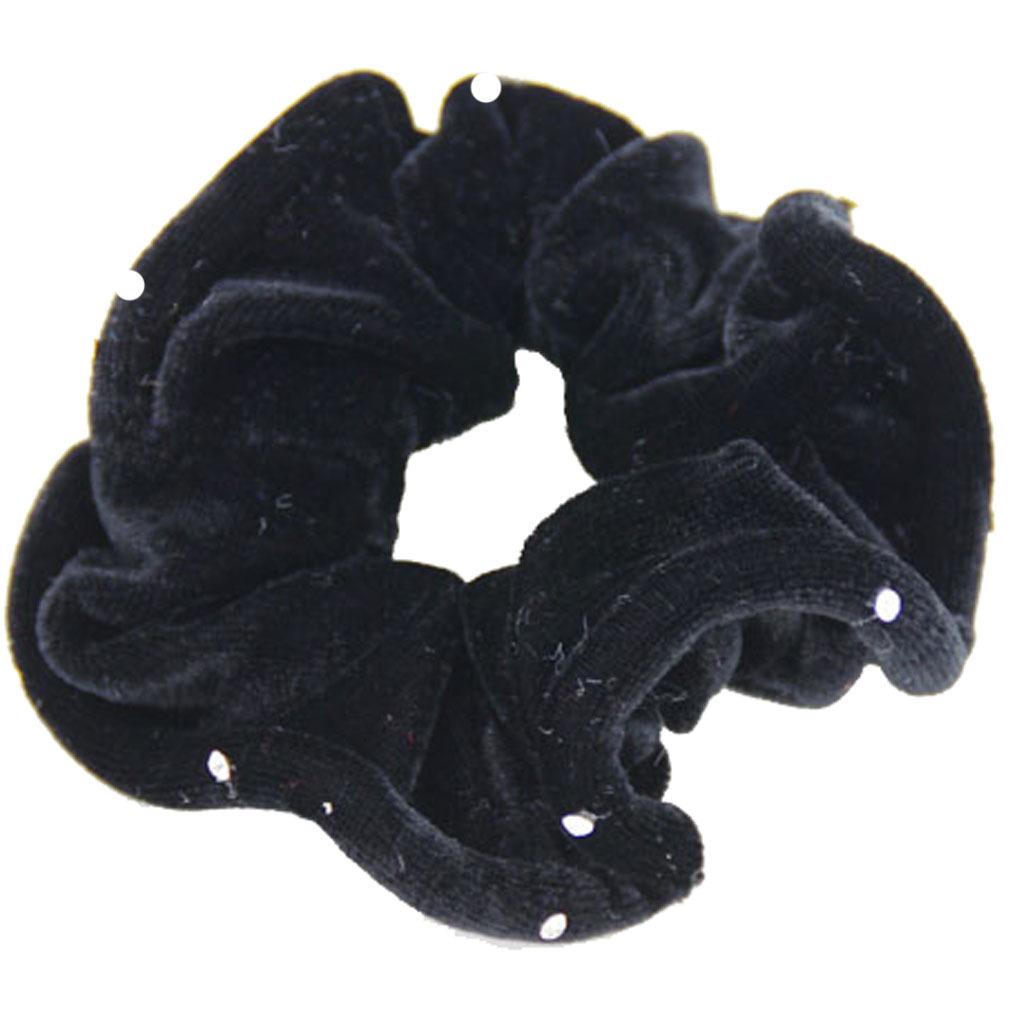 Velvet Hair Tie with Rhinestones - Non-Fading, Diamond-Studded Korean Scrunchie Hair Accessory