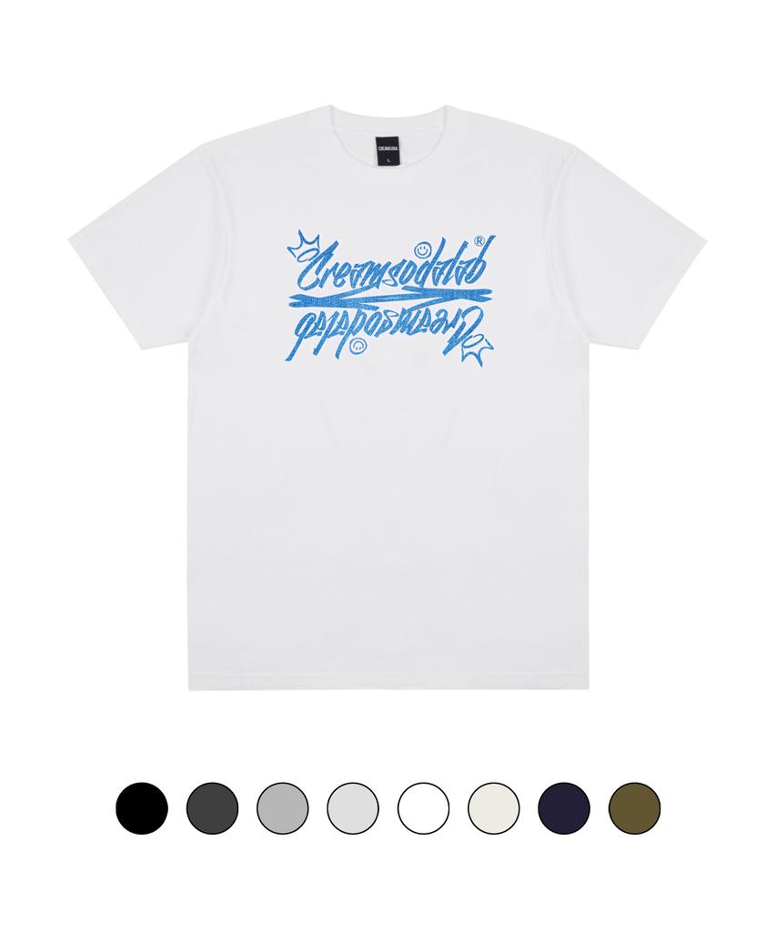 CREAM SODA LAB Crsdel Denim Lettering Short Sleeve T-Shirt (Type A)