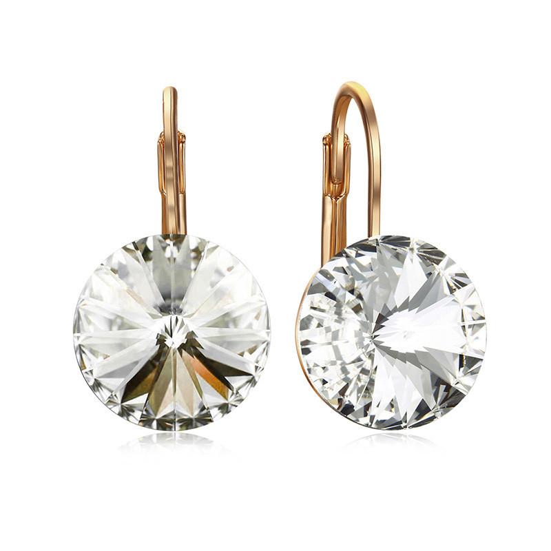 Fashion Classic Crystals Hoop Earring Leverback Dangle Earrings Party Jewelry for Women Gift