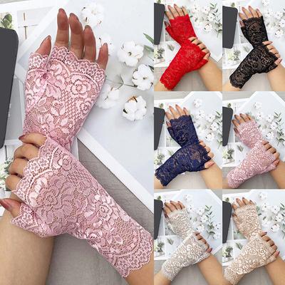Sommer Sexy Anti-UV Radfahren Fahren Mode Outdoor Spitze Handschuhe Sonnenschutz Halbfinger Fäustling